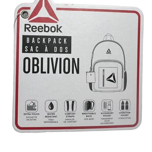 Reebok Oblivion Foggy Grey Backpack 18 x 13 x 4.75 Inch New Tags - Picture 4 of 4